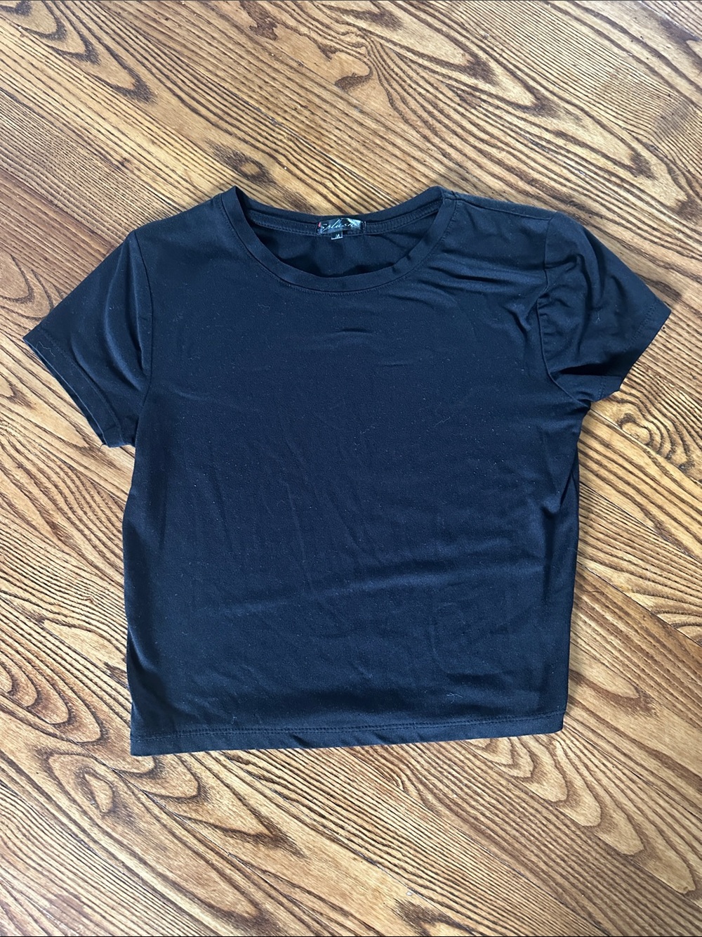 Splash Black Short Sleeve Crew Crop